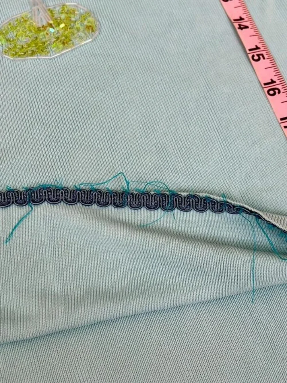 Vintage Y2K Beaded Martini Tank Top ⭐️ Baby Blue Cocktail Tropical Sequin Tank - Picture 6 of 6
